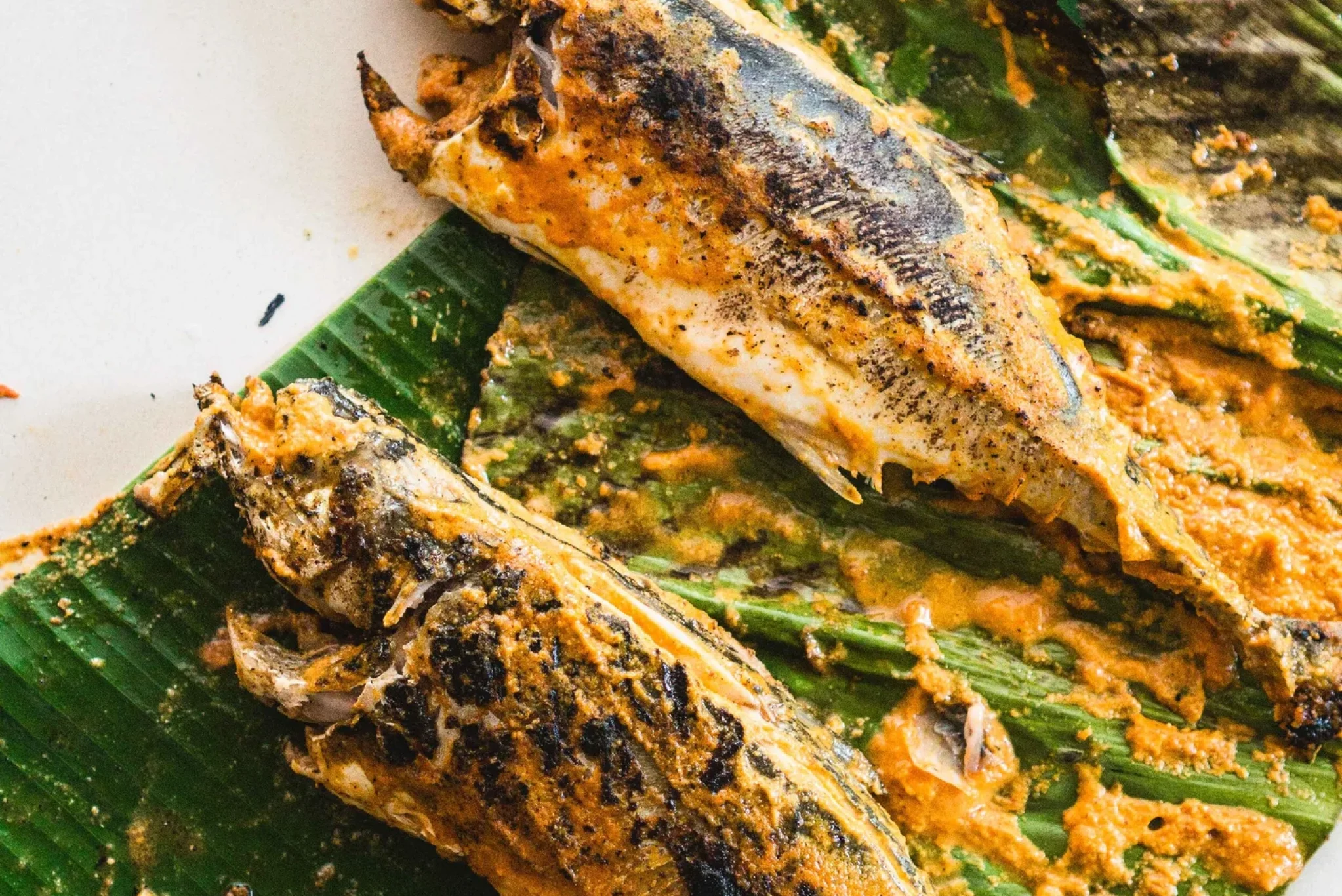 Banana Leaf Grilled Fish with Asian-ish Romesco-4