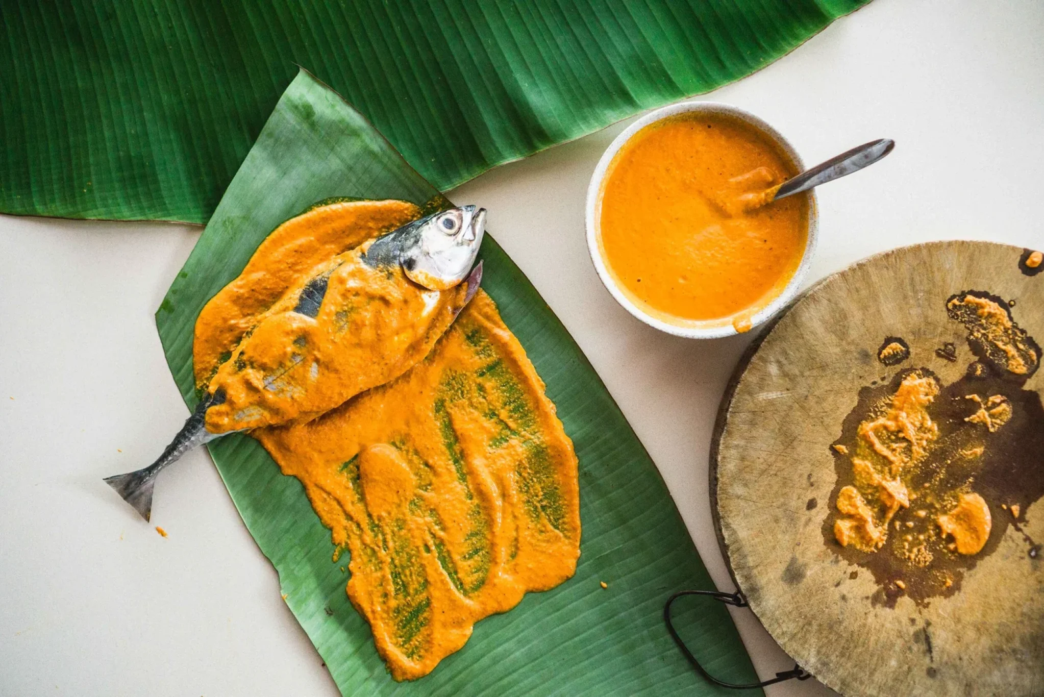 Banana Leaf Grilled Fish with Asian-ish Romesco-5